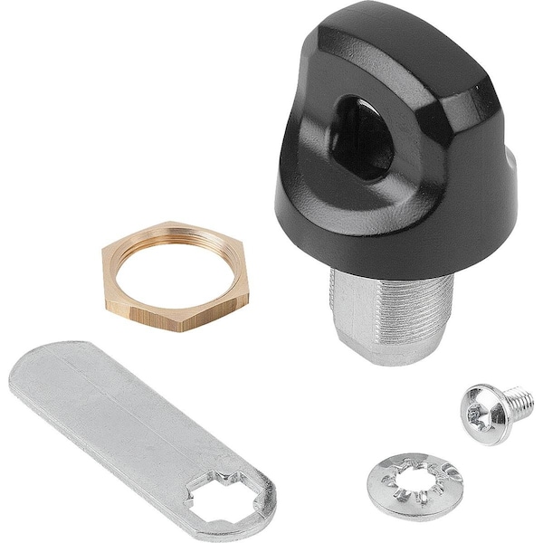 Quarter-Turn Lock With Freewheel, Spindle, H=22, 4, A=22, 4, Zinc Galvanized And Passivated, Comp:Zinc
